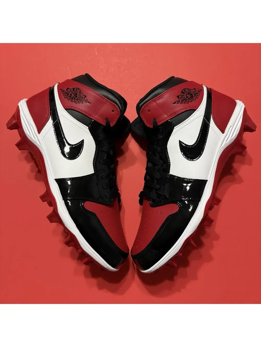 Nike Air Jordan 1 Retro MID TD Red Black Baseball Cleats FJ6805 601 Men New